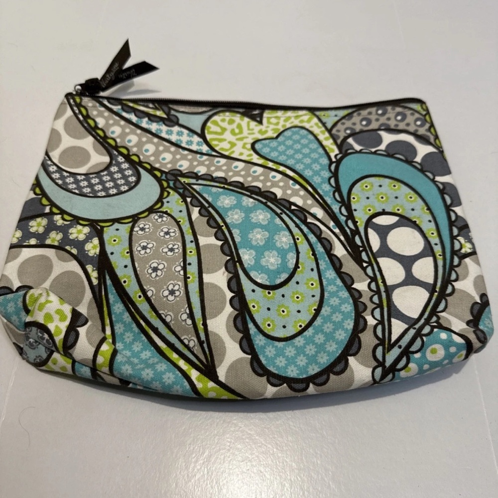 Thirty-One Paisley Print Pouch in Blue and Green